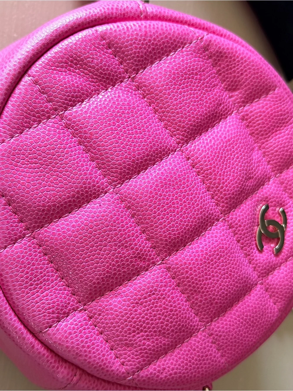 Chanel 2019 Pink Caviar Quilted Round Filigree Crossbody Bag | 🔥
